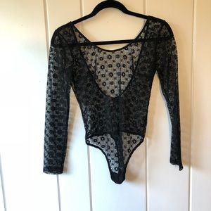 Black Victoria’s Secret Flower Lace Bodysuit